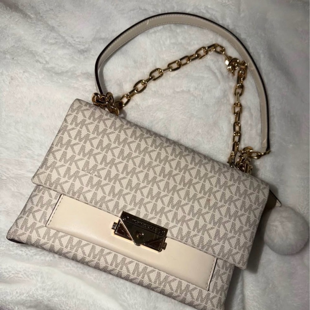Michael Kors Beige and Gold Shoulder Bag